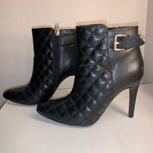 Bebe quilted heel booties with buckle design